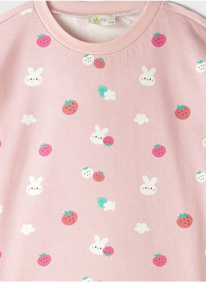 جون Kids Crew Neck T-Shirt And Shorts Set