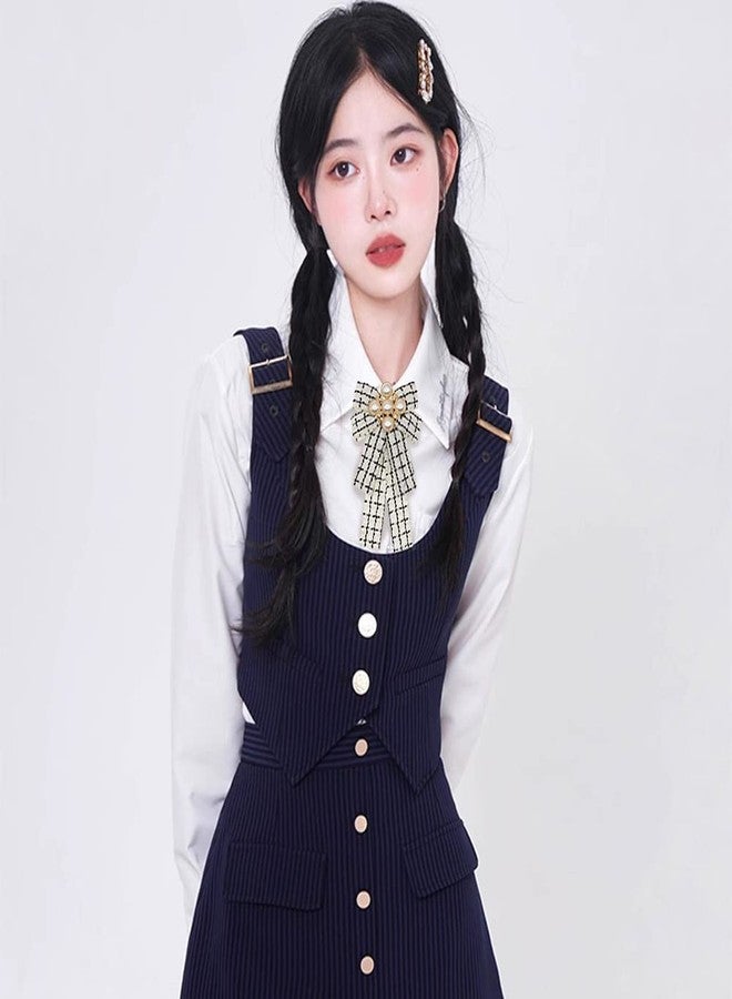 OIDIMS Pearl Bowknot Pre-Tied Brooch Elegant Ribbon Neck Tie Pin for Women Ladies Girls Student Brooches Suit Shirt Pins Fashion Collar Clothing Accessories for Daughter Mom Graduation - Image 2