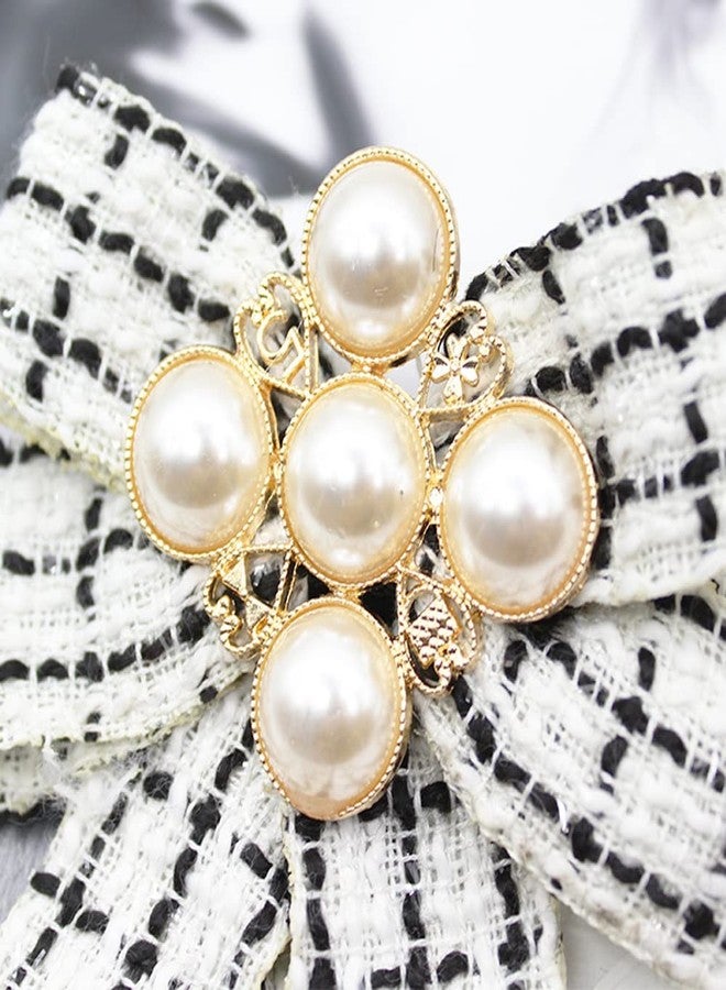 OIDIMS Pearl Bowknot Pre-Tied Brooch Elegant Ribbon Neck Tie Pin for Women Ladies Girls Student Brooches Suit Shirt Pins Fashion Collar Clothing Accessories for Daughter Mom Graduation - Image 5