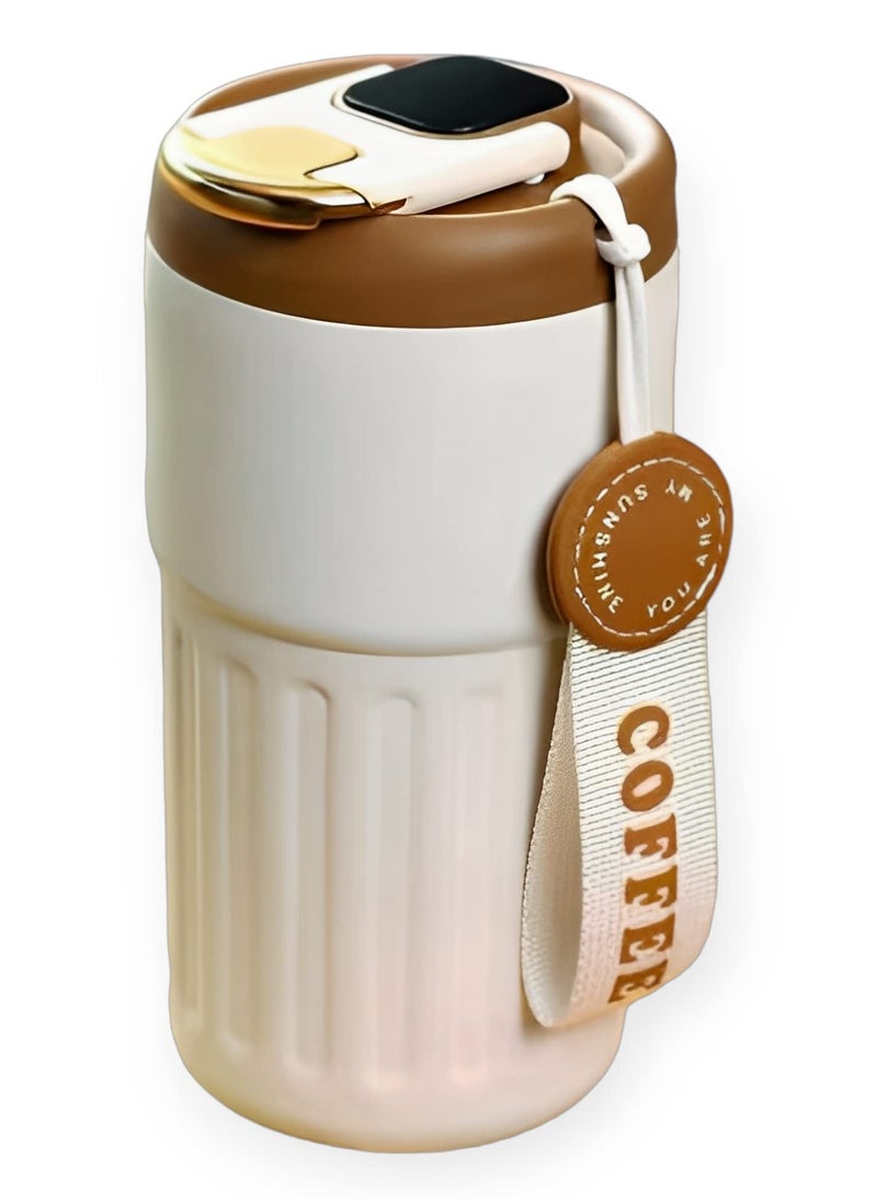 Generic - Insulated Travel Coffee Mug with Temperature Display 316 Stainless Steel Vacuum Cup Leakproof Tumbler Thermal Bottle Drinkware Intelligent 450ml (Beige) - Image 1