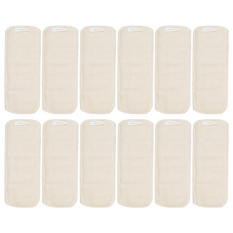 ALVABABY 12PCS Newborn Cloth Diaper Insert,4 Layers Cloth Diaper Inserts, Inserts,Reusable Cloth Diaper Inserts Overnight 12SMB - Image 1