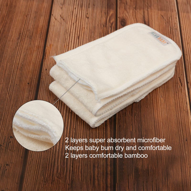 ALVABABY 12PCS Newborn Cloth Diaper Insert,4 Layers Cloth Diaper Inserts, Inserts,Reusable Cloth Diaper Inserts Overnight 12SMB - Image 3