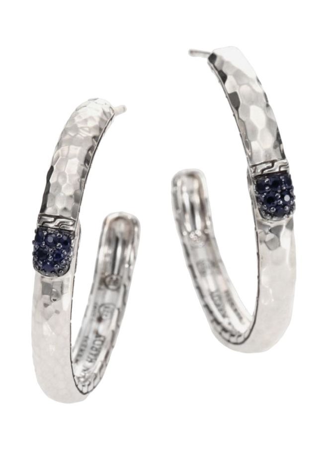 John Hardy - Palu Black Sapphire and Sterling Silver Medium Hoop Earrings for Women One Size - Image 1
