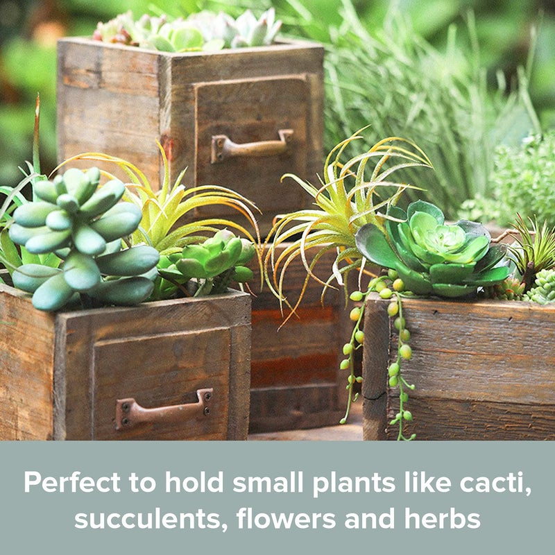 Primo Supply Country Style Wood Planter Box [1-Drawer] Rustic Wooden Flower Box - 5.5"x5.5" Square Planter - Small Wood Crates Unfinished Succulent Planters - Decorative Wooden Boxes for Flower Arrangements - Image 4