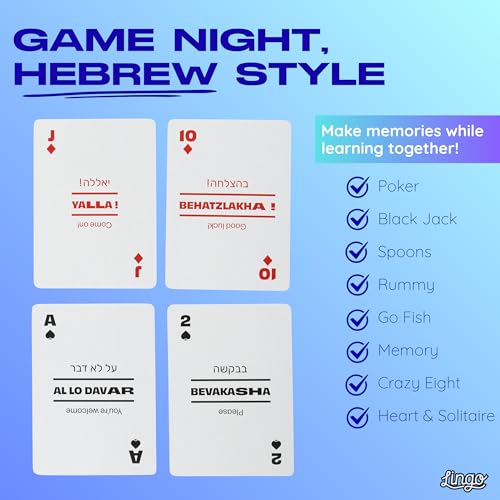 Lingo Hebrew Playing Cards Travel Flashcards Learn Hebrew Vocabulary in A Fun Easy Way 52 Essential Translations - Image 5
