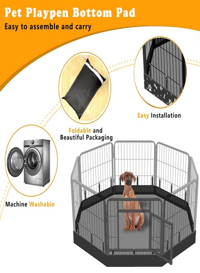THINMUHAND Dog Playpen Bottom Pad Fits for 24 Inch 8 Panels Metal Exercise Pet Playpen, Dog Crate Pad Puppy Playpen Pad, Elastic Buckles Connections.(Note: Playpen Not Included) -PureBlack - Image 3
