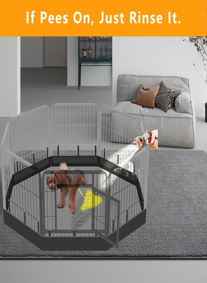 THINMUHAND Dog Playpen Bottom Pad Fits for 24 Inch 8 Panels Metal Exercise Pet Playpen, Dog Crate Pad Puppy Playpen Pad, Elastic Buckles Connections.(Note: Playpen Not Included) -PureBlack - Image 5