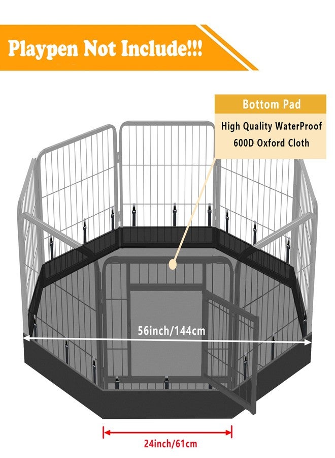 THINMUHAND Dog Playpen Bottom Pad Fits for 24 Inch 8 Panels Metal Exercise Pet Playpen, Dog Crate Pad Puppy Playpen Pad, Elastic Buckles Connections.(Note: Playpen Not Included) -PureBlack - Image 2