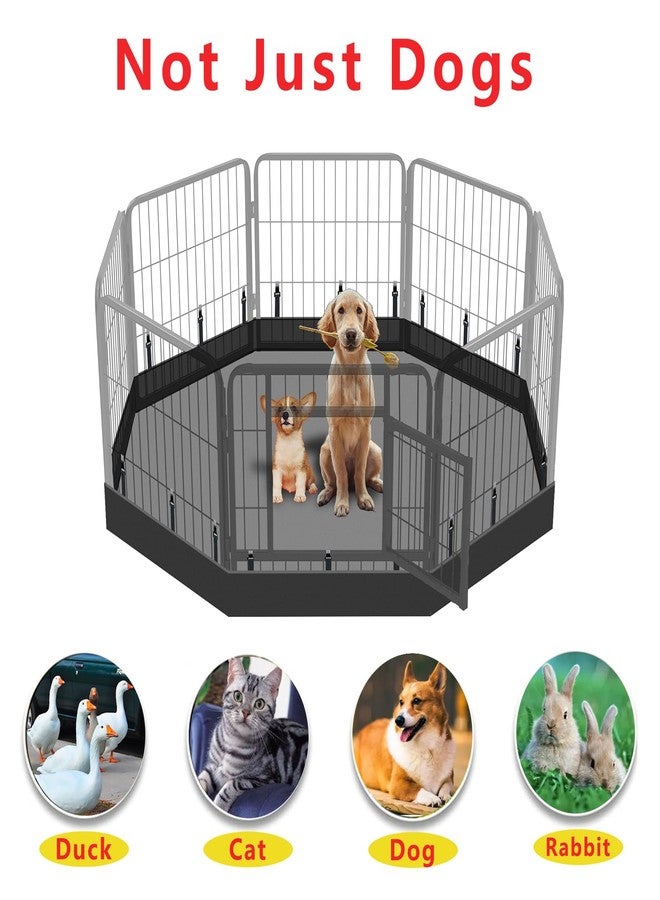 THINMUHAND Dog Playpen Bottom Pad Fits for 24 Inch 8 Panels Metal Exercise Pet Playpen, Dog Crate Pad Puppy Playpen Pad, Elastic Buckles Connections.(Note: Playpen Not Included) -PureBlack - Image 4