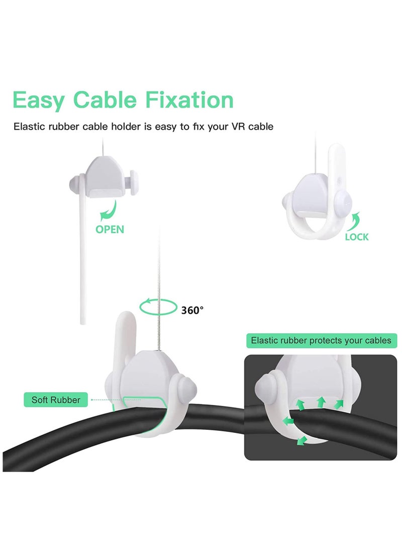 SYOSI - VR Cable Management System, Ceiling Hooks with Retractable Carabiner, KASTWAVE Retractable Ceiling Pulley System for Oculus Quest/Quest 2/HTC Vive/Vive Pro/Oculus Rift/Rift S(6Packs White) - Image 1