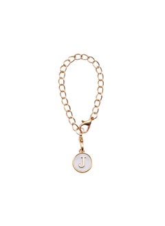 Generic Cute Alphabet Number Charm Keychain J-white alloy drop letter pendant 