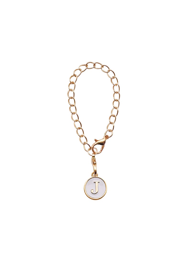Generic Cute Alphabet Number Charm Keychain J-white alloy drop letter pendant 
