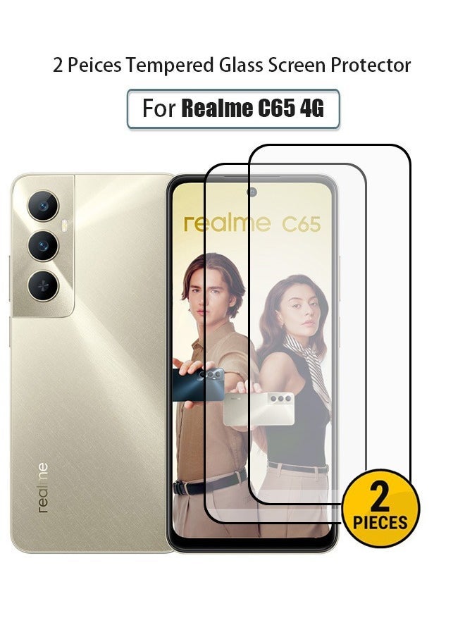 ZVEV 2 PCS Screen Protector for Realme C65 4G Tempered Glass Film with Easy Installation Tool, Ultra-clear, Shatterproof Anti-Scratch Film Screen Protector - Image 1