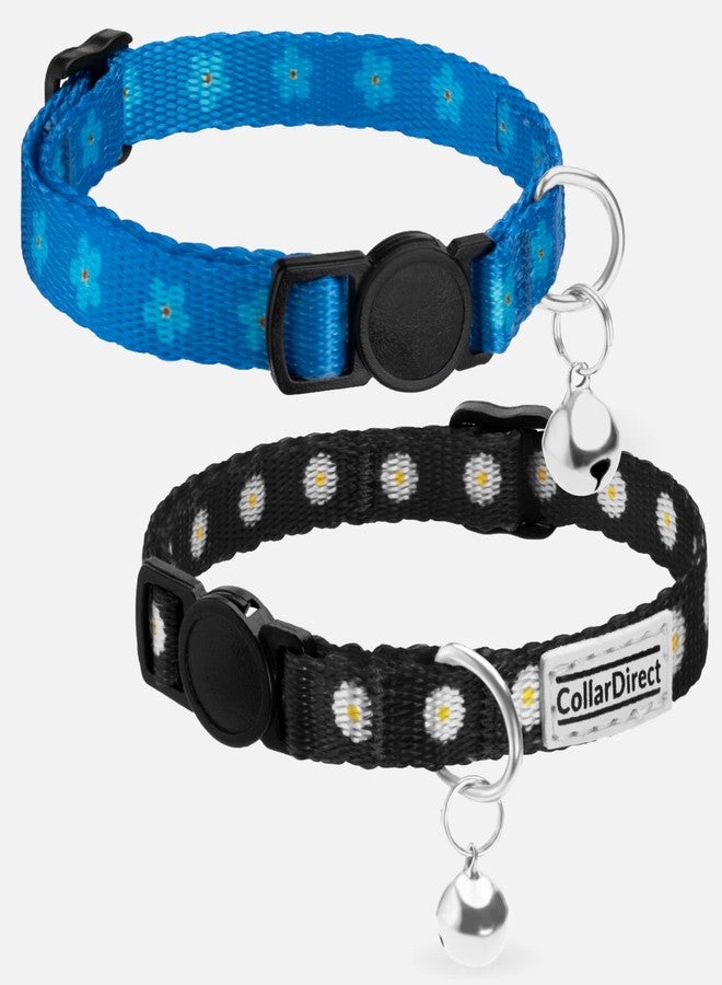 CollarDirect Cat Collar with Removable Bell Floral Pattern 2 Pack Set Flower Adjustable Safety Breakaway Collars for Cats Kitten - Image 3