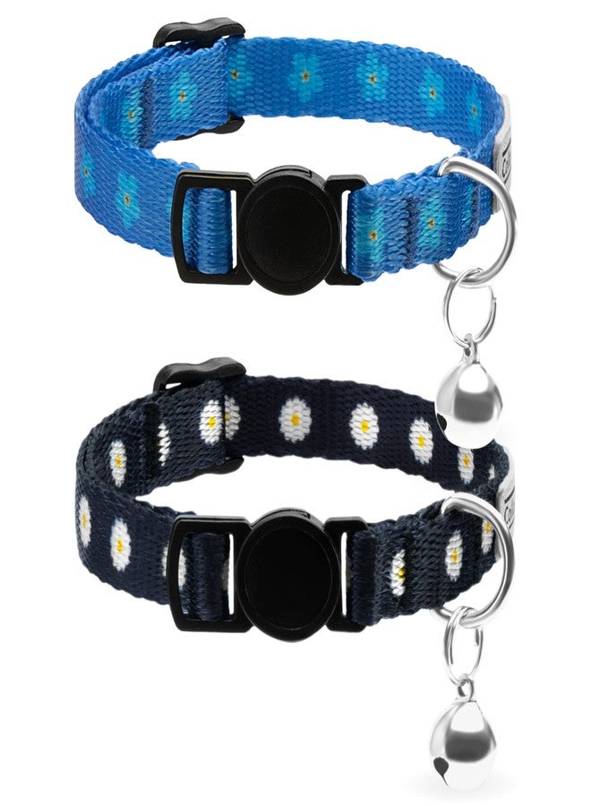 CollarDirect Cat Collar with Removable Bell Floral Pattern 2 Pack Set Flower Adjustable Safety Breakaway Collars for Cats Kitten - Image 1