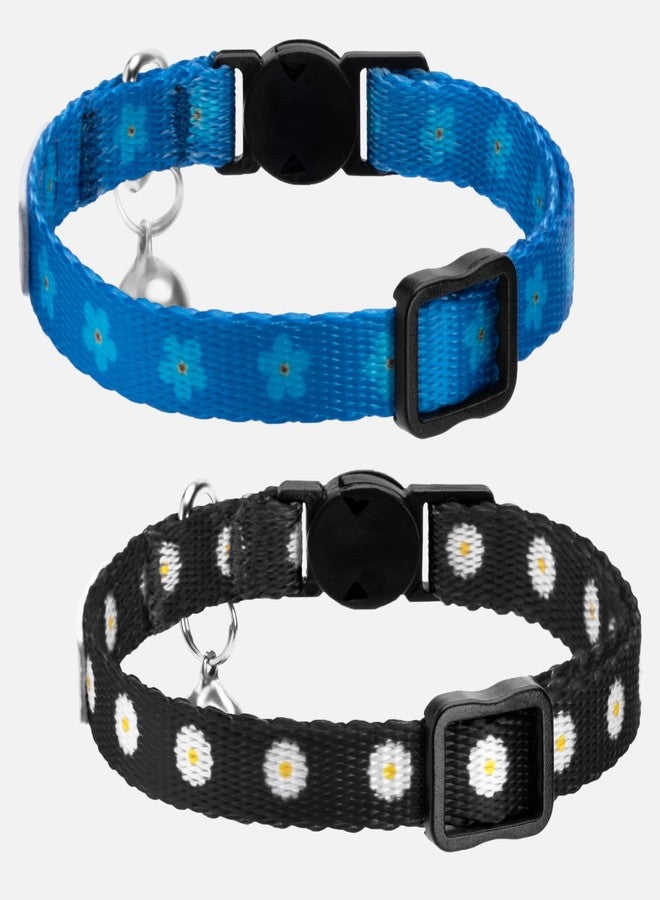 CollarDirect Cat Collar with Removable Bell Floral Pattern 2 Pack Set Flower Adjustable Safety Breakaway Collars for Cats Kitten - Image 5