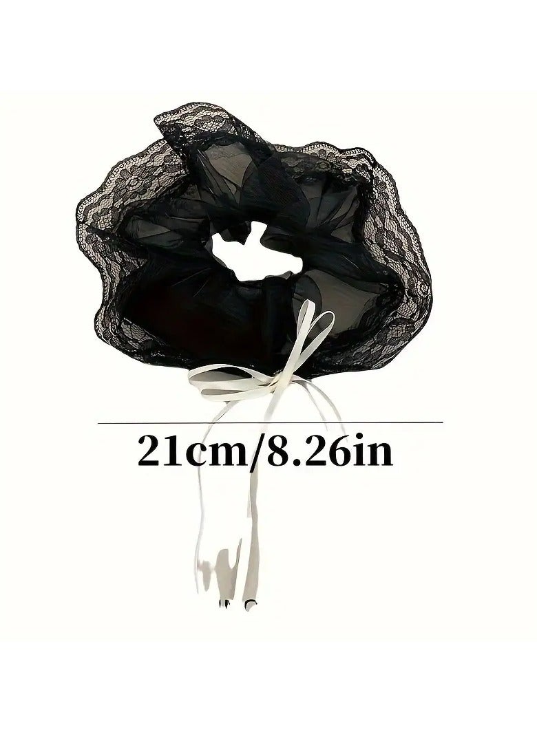 Goolsky 2pcs Large Size Mesh Gauze Breathable Simplicity Ladies' Bowknot Hair Circle Meatball Head High Elasticity Sweet Hair Rope Hair Accessories - Image 3