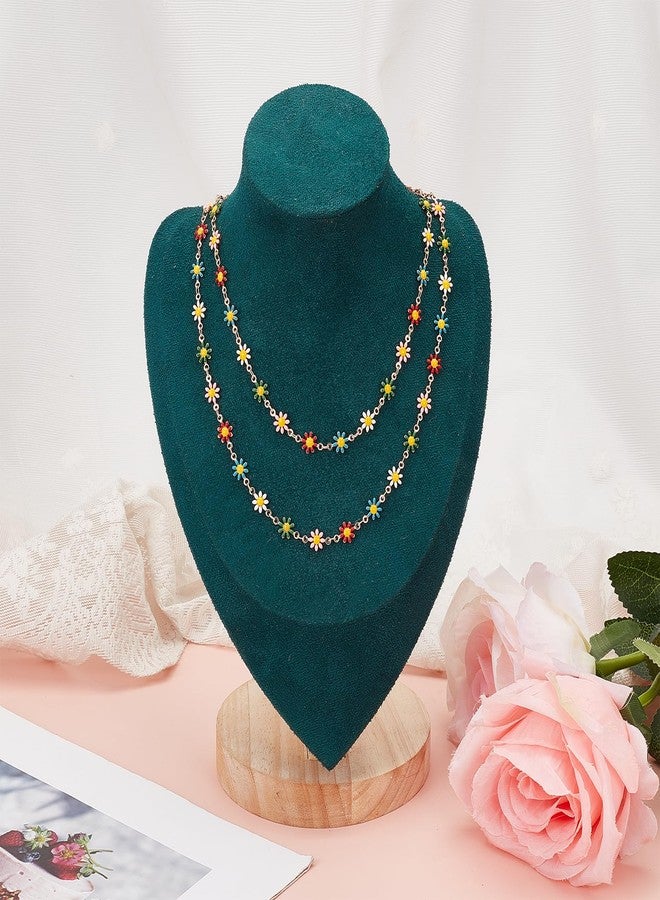 NICENEEDED Colorful Daisy Flower Chain Bulk, 18K Gold Plated Brass Chains Spool with Jump Rings and Lobster Clasps, Enamel Floral Chain Roll for Necklace Bracelet Jewelry Making - Image 5