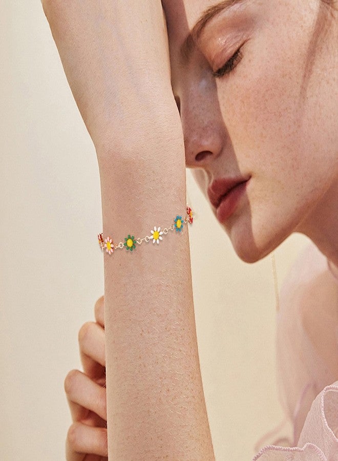 NICENEEDED Colorful Daisy Flower Chain Bulk, 18K Gold Plated Brass Chains Spool with Jump Rings and Lobster Clasps, Enamel Floral Chain Roll for Necklace Bracelet Jewelry Making - Image 4