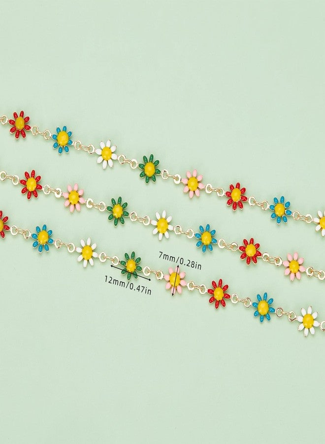 NICENEEDED Colorful Daisy Flower Chain Bulk, 18K Gold Plated Brass Chains Spool with Jump Rings and Lobster Clasps, Enamel Floral Chain Roll for Necklace Bracelet Jewelry Making - Image 3