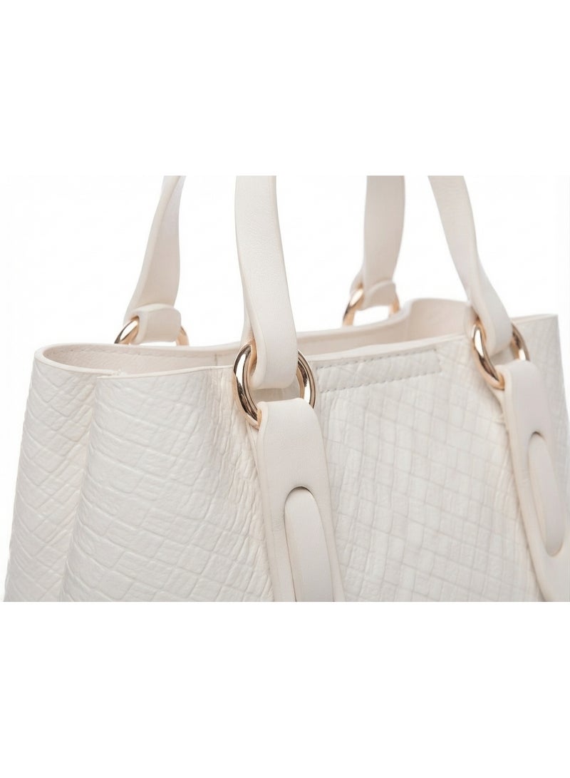 Elegant Women's Handbag with Top Handles and Gold-Tone Metal Accents - Image 3