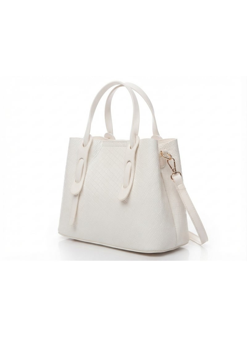 Elegant Women's Handbag with Top Handles and Gold-Tone Metal Accents - Image 2