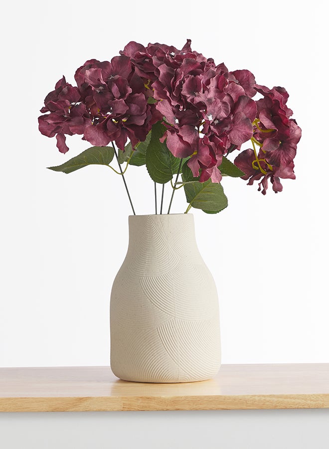 Noon East Hydrangea 1pc Flower Bunch with 5 buds – Maroon | 43cm Artificial Flower Bunch | Ideal for Wedding, Living Room Decor, Hotel, Party Decoration, and DIY Décor - Image 1