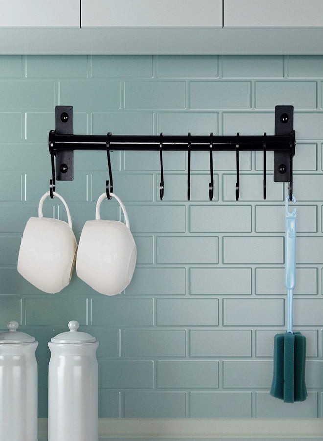 Dseap Kitchen Utensil Holder Hanger, Pot and Pan Rack Wall Mounted, Kitchen Rail with 8 Hooks for Hanging Cooking Utensils, Mugs, Spoons, Wall Mounted, Black - Image 4