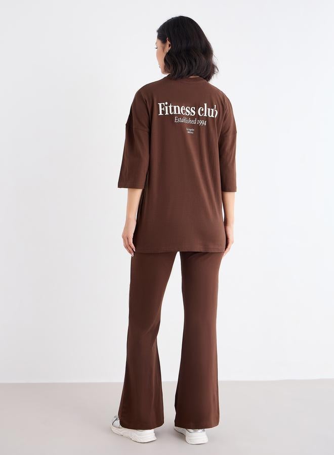 Styli Patch Detail Oversized T-Shirt and Flared Leggings Co-Ords - Image 5