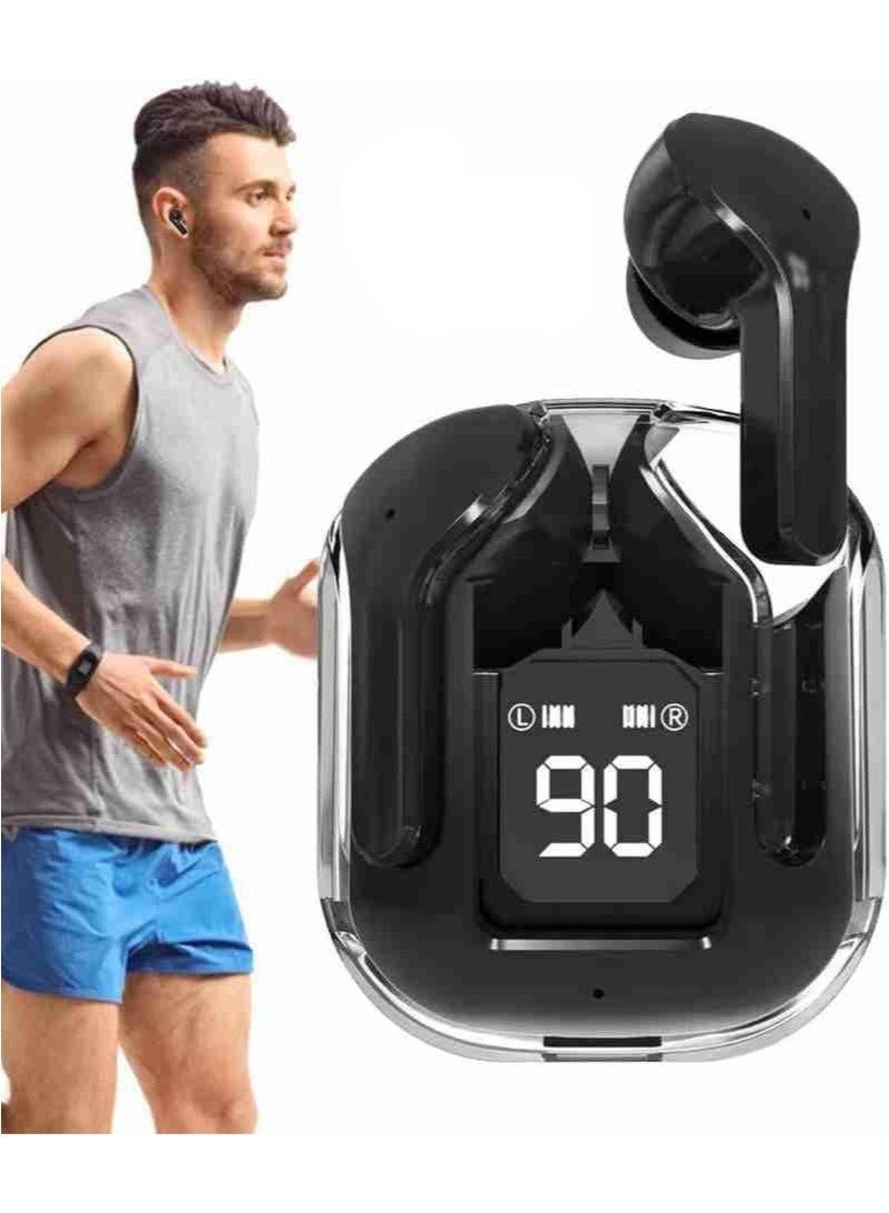 Wireless Earbuds Bluetooth Noise Isolating Earbuds Compatible with iPhone and Android - Digital Display Charging Case (Black) - Image 3