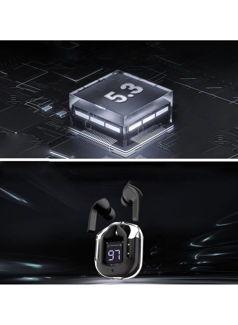 Wireless Earbuds Bluetooth Noise Isolating Earbuds Compatible with iPhone and Android - Digital Display Charging Case (Black) - Image 2