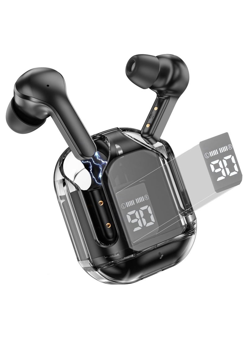 Wireless Earbuds Bluetooth Noise Isolating Earbuds Compatible with iPhone and Android - Digital Display Charging Case (Black) - Image 1