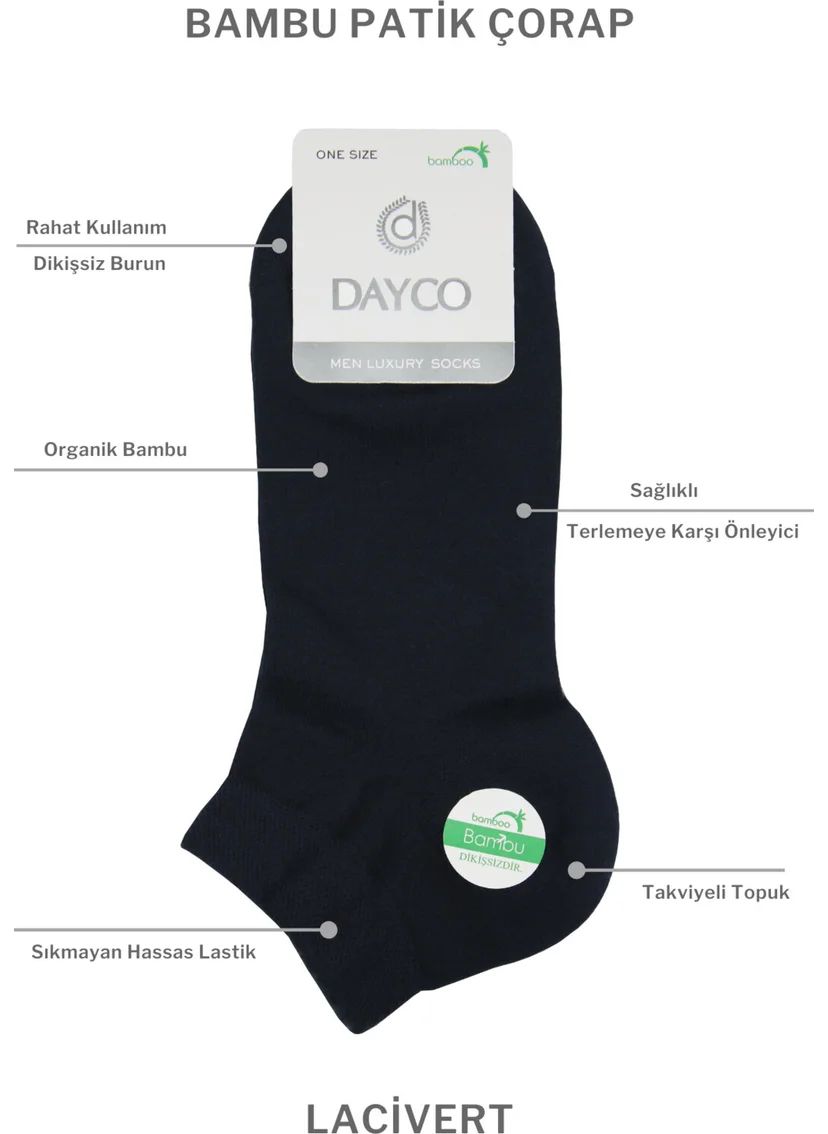 DAYCO Bamboo Men's Premium Booties Navy Blue Socks Set of 6