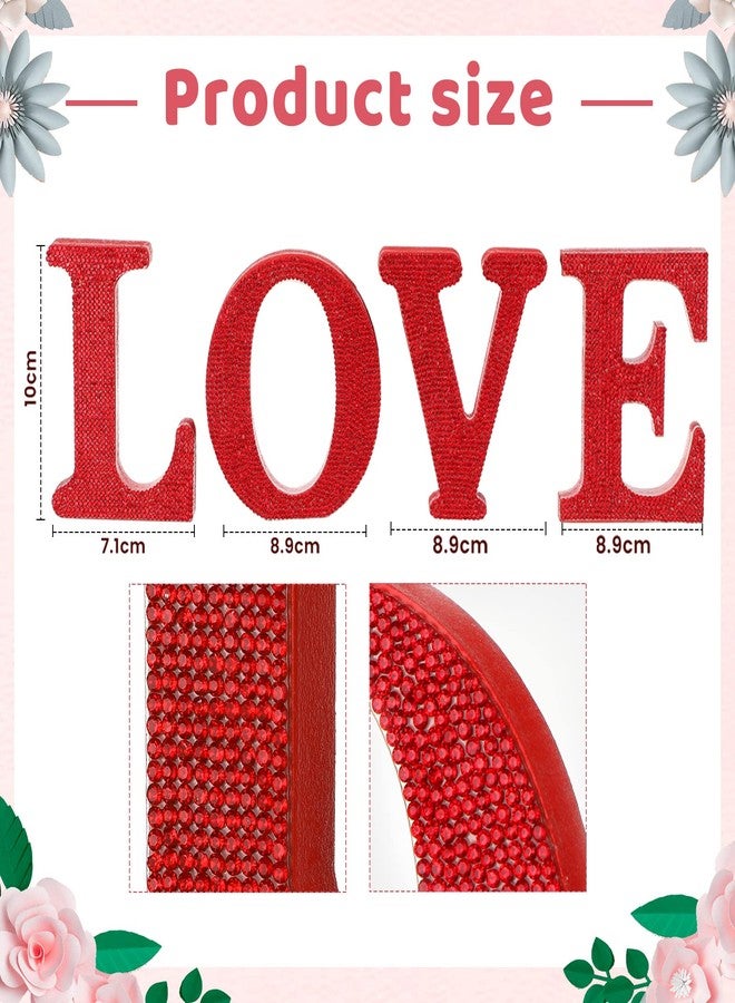 Queekay Wood Love Signs Valentine's Day Table Decorations Freestanding Block Love Cutout Letters with Rhinestone Decor for Valentine's Day Anniversary Wedding Party Favor Decor（Love） - Image 5