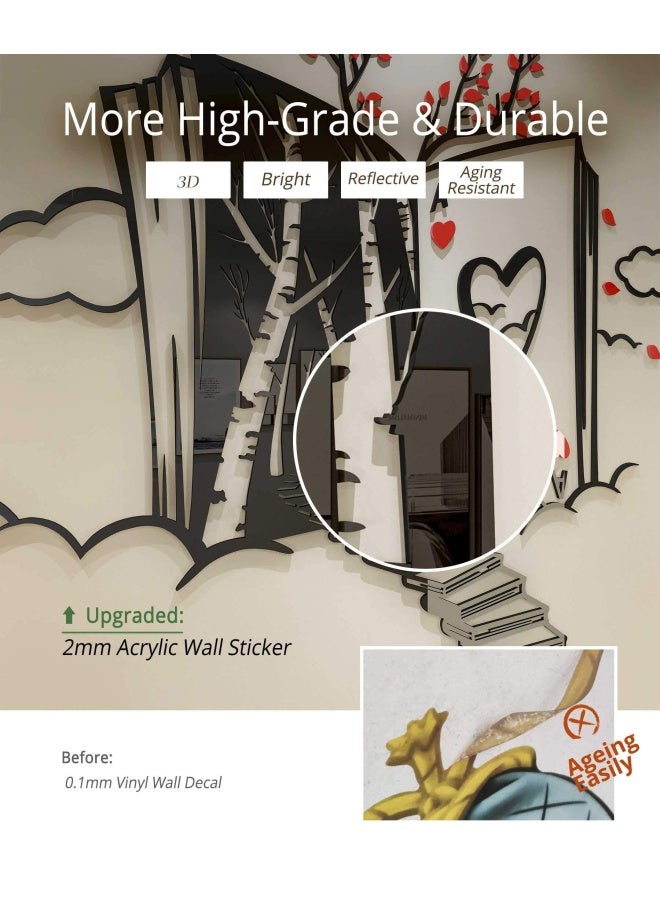 DecorSmart DecorSmart Alice in Wonderland Decorations Wall Decor for Bedroom with Stairs of Books Trees and Ace of Hearts Mad Hatters Tea Party Removable DIY Acrylic Wall Stickers Decorations  - Image 3