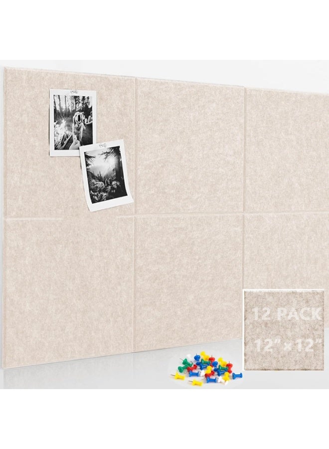 ZOXITY Cork Board Felt Bulletin Board,12 Pack Removable Felt Cork Board Tiles with Push Pins Decorative Picture Framed Display Board for School, Home, Kitchen & Office Walls（120cm×90cm） - Image 1