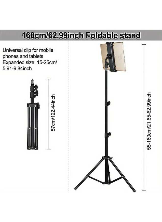 Adjustable Foldable Tablet Tripod Stand 21 65 Inch Clip For 4 13 Inch Devices - Image 4