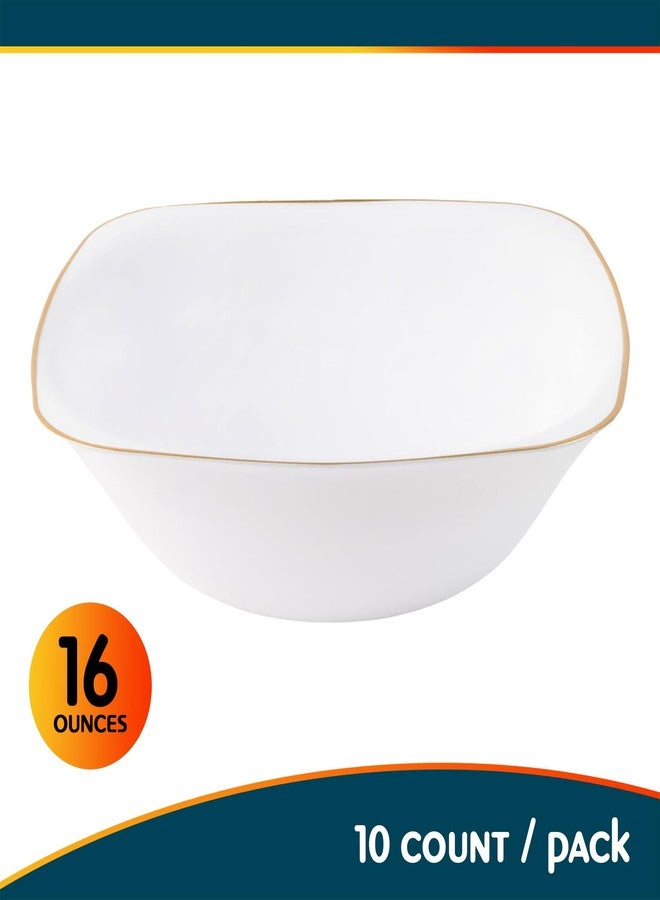 Blue Sky Organic Square Bowls White with Gold Rim - 16oz Disposable Plastic Plates (10 Count) | Elegant & Sturdy Dinnerware for Parties and Events - Image 4