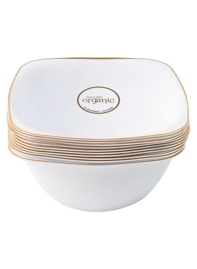 Blue Sky Organic Square Bowls White with Gold Rim - 16oz Disposable Plastic Plates (10 Count) | Elegant & Sturdy Dinnerware for Parties and Events - Image 5