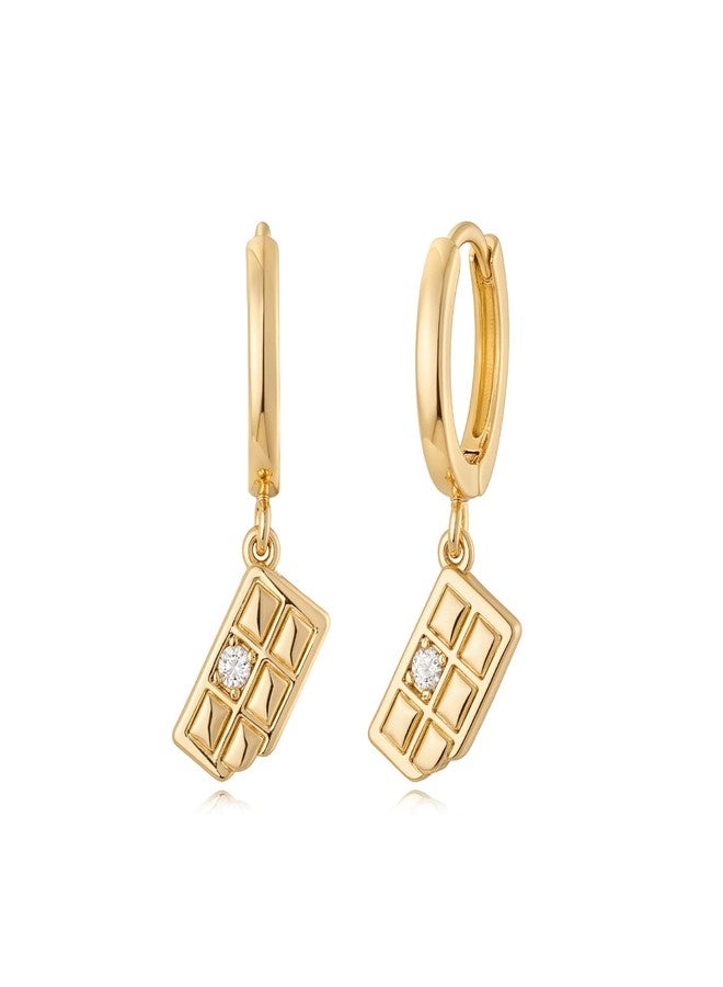 MYEARS Women Earrings Gold Huggie Hoop Dangle Drop 14K Gold Plated Small Simple Hypoallergenic Everyday Jewelry, One Size, Brass Metal Yellow Gold, Cubic Zirconia - Image 1