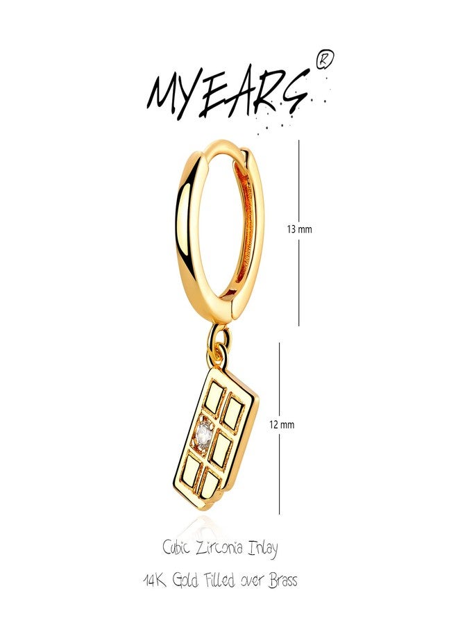 MYEARS Women Earrings Gold Huggie Hoop Dangle Drop 14K Gold Plated Small Simple Hypoallergenic Everyday Jewelry, One Size, Brass Metal Yellow Gold, Cubic Zirconia - Image 5