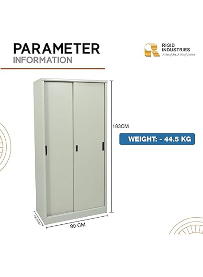 RIGID خزانة مكتب بأبواب منزلقة من الفولاذ المنحني باللون الرمادي 183x90x45.5 سم  - Image 3