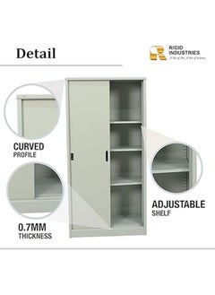 RIGID Steel Curved Sliding Doors Office Cupboard Grey 183x90x45.5cm  - Image 2