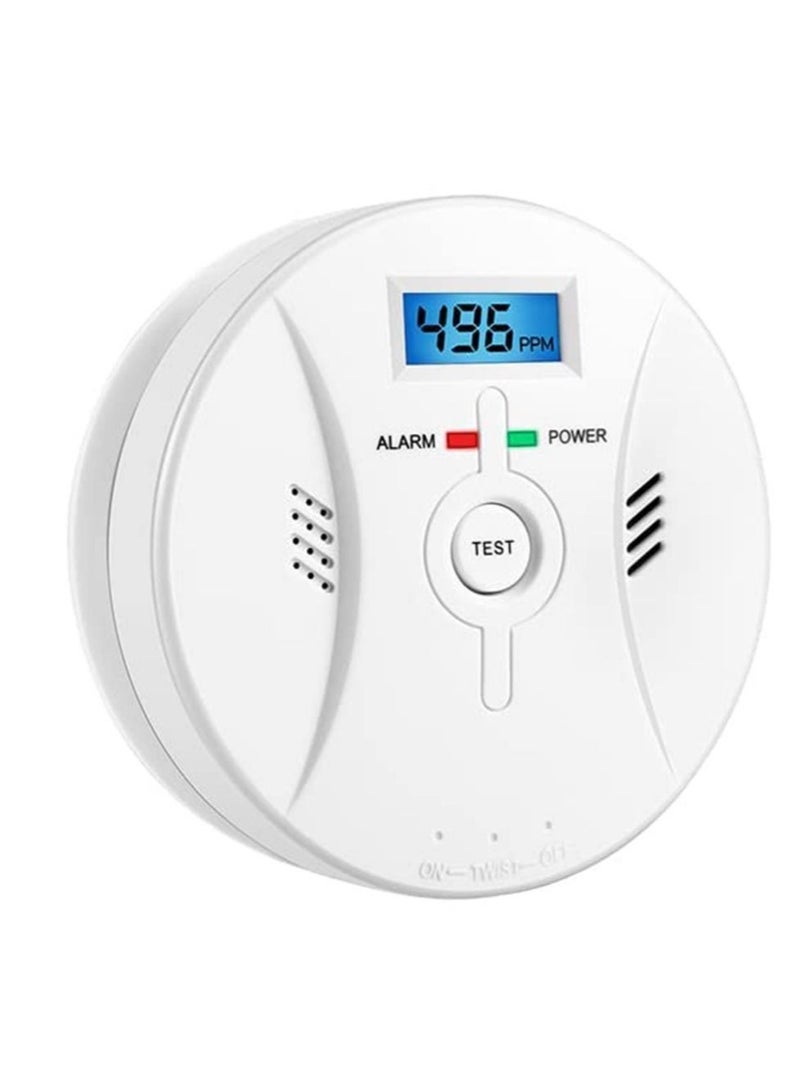 Captaintech Combination Smok and Carbon Monoxide Detector Alarm Digital Display for Travel Home Bedroom Kitchen 9V Battery Operated White - Image 1