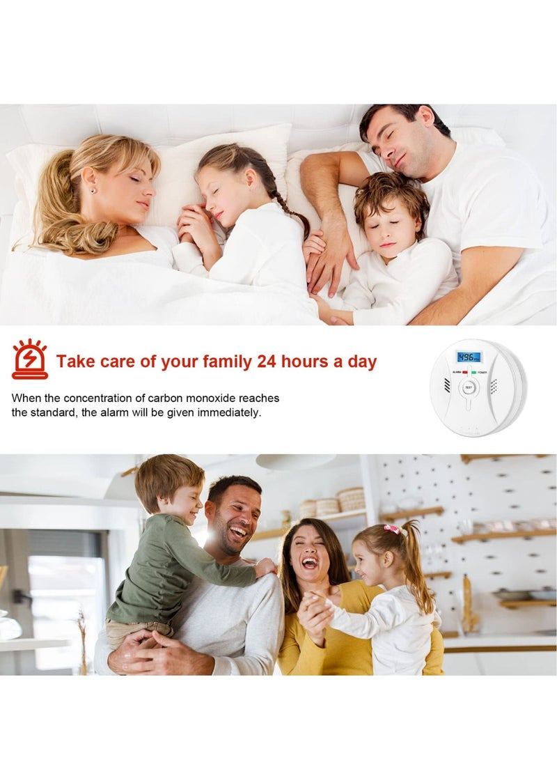 Captaintech Combination Smok and Carbon Monoxide Detector Alarm Digital Display for Travel Home Bedroom Kitchen 9V Battery Operated White - Image 5