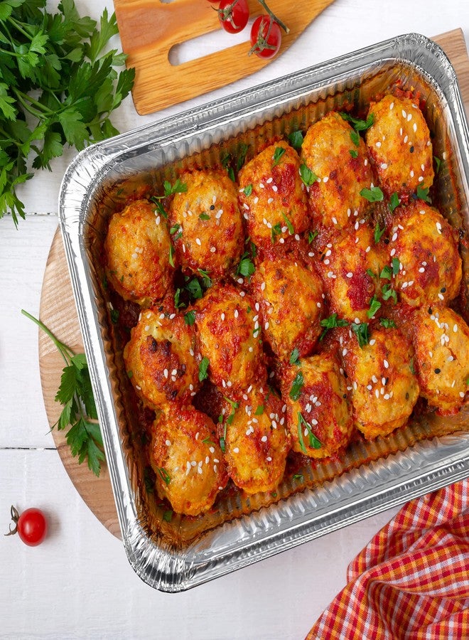 NYHI 9x13 Aluminum Pans With Lids, Disposable Half Size Steam Table Foil Pans for Catering, Baking, Roasting, Buffet Trays, Food Containers – (10 Pack) - Image 2