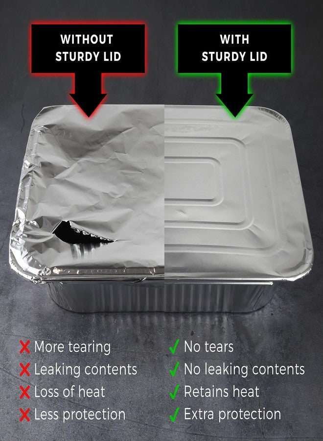 NYHI 9x13 Aluminum Pans With Lids, Disposable Half Size Steam Table Foil Pans for Catering, Baking, Roasting, Buffet Trays, Food Containers – (10 Pack) - Image 4