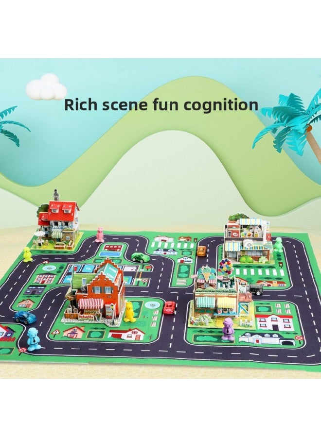 Children's Educational Creative Paper 3D Three-dimensional Puzzle City Scene Assembling DIY Toys-Color:3D City Scene Puzzle - Image 4