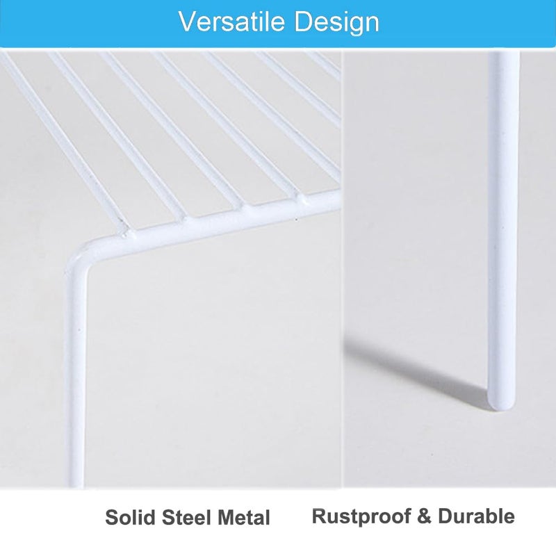 iPEGTOP Kitchen Cabinet Storage Shelf Rack, Set of 2 Large (15.7 x 9.4 Inch) Rustproof Metal Wire Shelves Spice Shelf Rack Cupboard Organizer for Pantries Countertops Utensils Organization, White - Image 4
