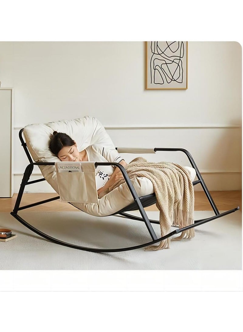 Cool Baby Oversized Rocking Chair Casual Side Armchair Comfortable Lunch Break Chair Thick Technical Cloth Cushion Steel Legs Suitable for Living Room Bedroom and Balcony ZJJA124  - Image 1